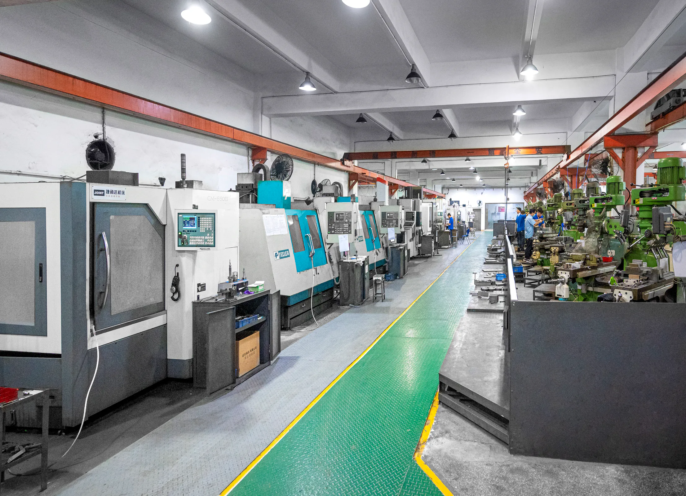 Long row of company manufacturing equipment